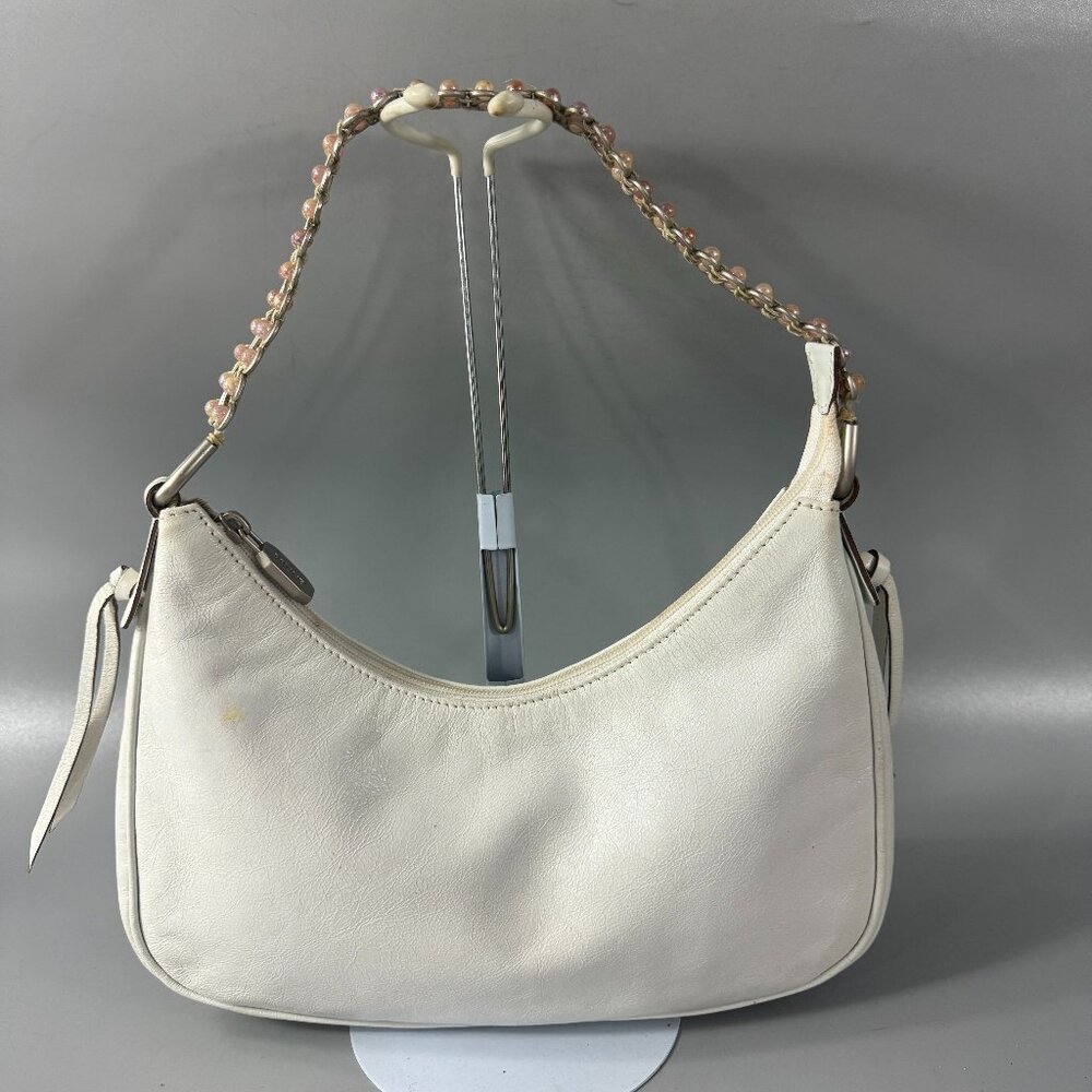 Prune White Leather Hobo Shoulder Bag